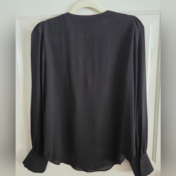 White House Black Market Ruffle Front Top Black Size Small - Picture 4 of 7